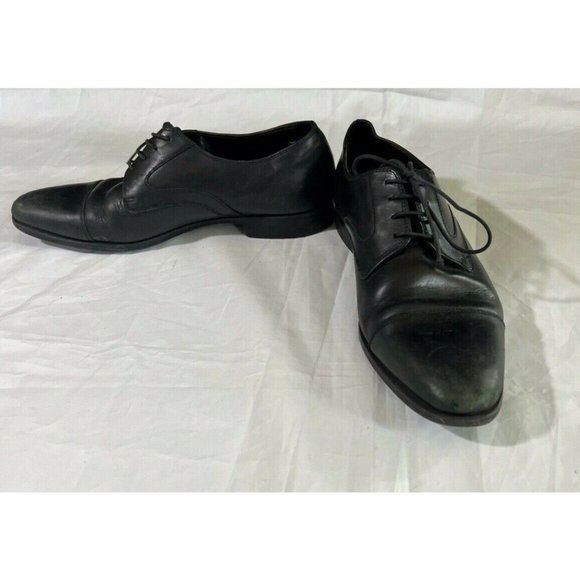 Zara Men's Shoes Black Leather Laces With 4 Eyelets Pointed Toe Size 42 - Picture 4 of 10